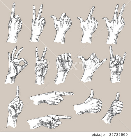 Sketch of hand gestures.のイラスト素材 [25725669] - PIXTA