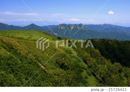 真夏の無意根山登山道から見る札幌周辺の山並み 25726421
