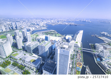 横浜　みなとみらい周辺の風景　空撮 25727410