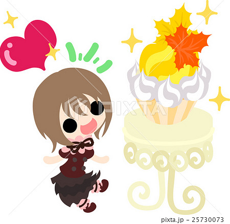 秋と女の子の可愛いイラスト メープルのケーキ のイラスト素材 25730073 Pixta