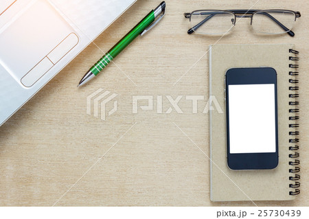 accessories office desk on wooden. accessories office desk on wooden. 25730439