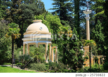Greek gazebo in the arboretum in Sochi, Russia, summer day  25730822
