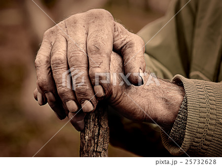 Elderly man hand holding a staff Elderly man hand holding a staff 25732628