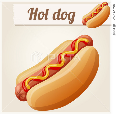 Hot Dog Detailed Vector Iconのイラスト素材