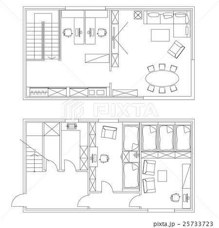 Standard office furniture symbols set Standard office furniture symbols set 25733723