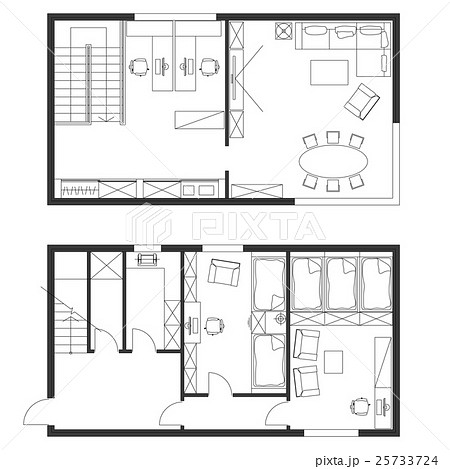 Standard office furniture symbols set Standard office furniture symbols set 25733724