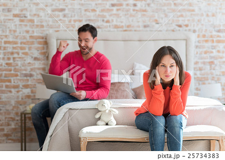 Upset pessimistic woman suffering from pain Upset pessimistic woman suffering from pain 25734383