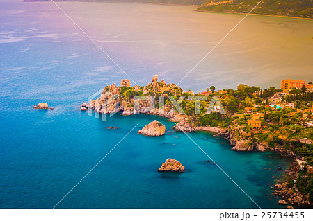 Areal view of Cefalu, Italy. 25734455