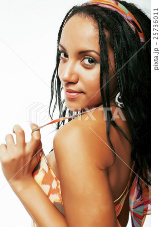 young pretty african american woman isolated on young pretty african american woman isolated on 25736011