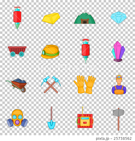 Mining icons set, cartoon style Mining icons set, cartoon style 25738562