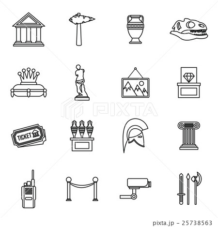 Museum icons set, outline style 25738563