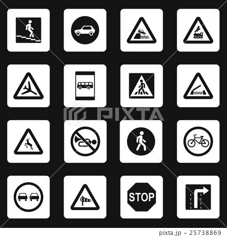 Road signs icons set, simple style 25738869