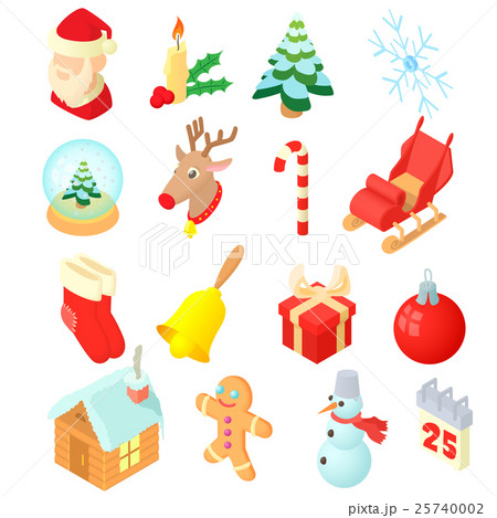 Christmas icons set, isometric 3d style 25740002