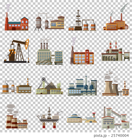 Factory icons set, cartoon style 25740004