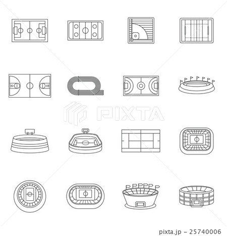 Sport stadium icons set, outline style 25740006