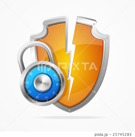Hacker Attack Shield and Lock. Vector 25745283