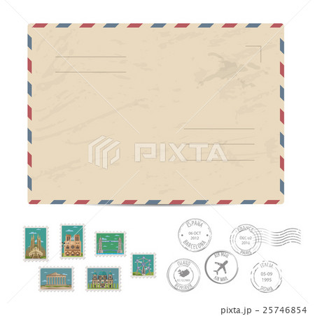 Vintage postal envelope with stamps 25746854