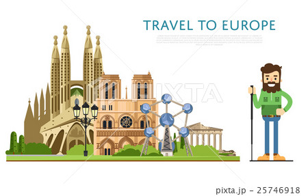 Travel to Europ banner with famous attractions 25746918