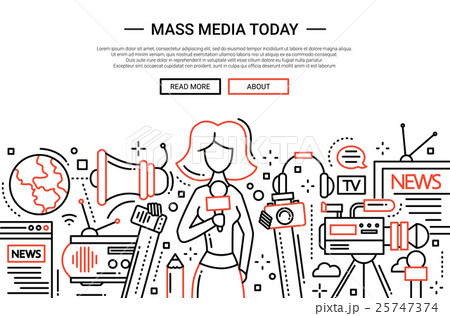 Mass Media Today Line Design Website Headerのイラスト素材