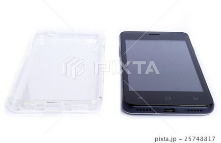 smart phone and transparent case white background smart phone and transparent case white background 25748817