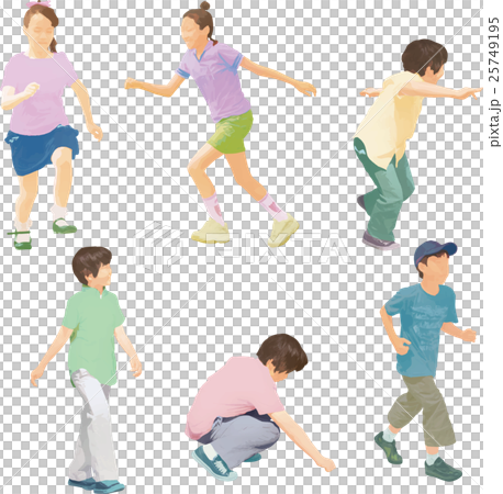 おにごっこする小学生 25749195