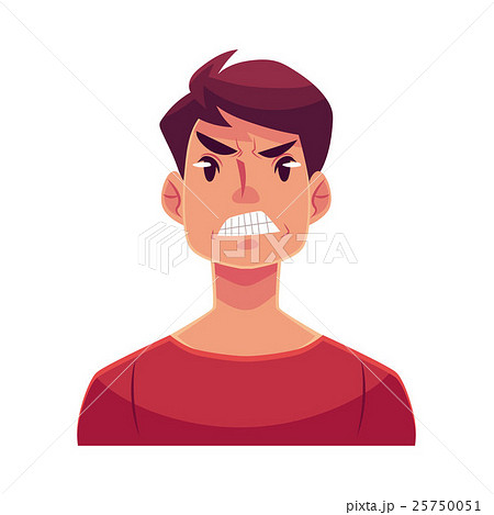 Young man face, angry facial expression 25750051