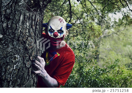 scary evil clown in the woods 25751258