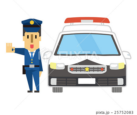 警察官とパトカー フラット人間 シリーズ のイラスト素材 2575
