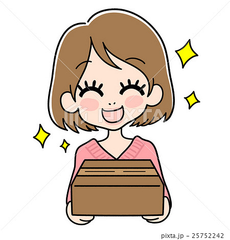 段ボール箱を持つ女性のイラストのイラスト素材 [25752242] - PIXTA