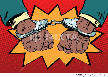handcuffs behind the back, hands African American 25753494