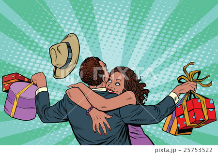 African American couple happiness from gifts and African American couple happiness from gifts and 25753522