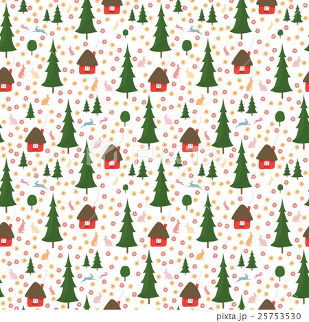 rabbits running around in the woods, the houses 25753530