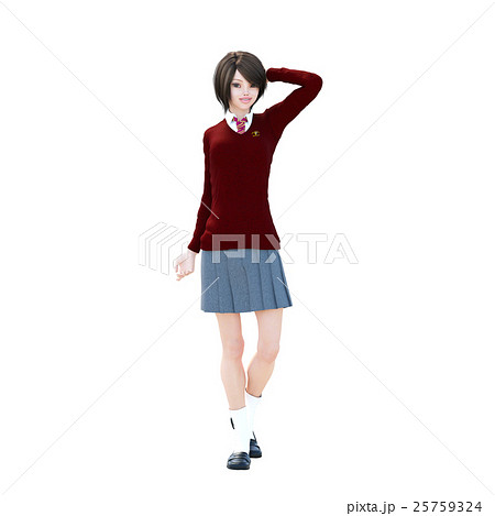 制服の女子学生　perming 3DCGイラスト素材 25759324
