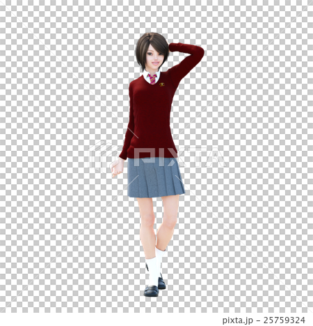 制服の女子学生　perming 3DCGイラスト素材 25759324