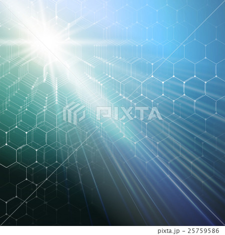 Chemistry 3D pattern, hexagonal molecule structure 25759586