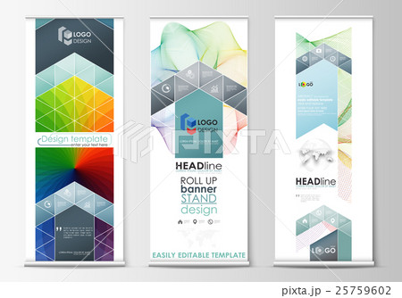 Set of roll up banner stands, geometric flat style 25759602