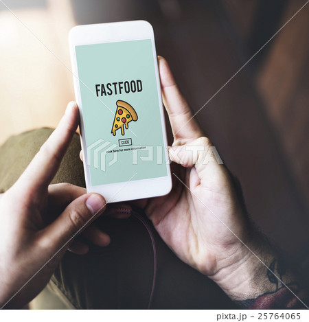 Pizza Icon Fast food Unhealthy Snacks Calories Fat Concept 25764065