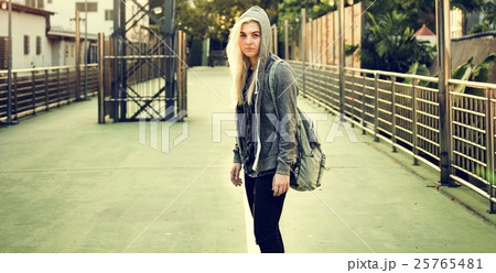 Woman Playing Skateboard Extreme Sport Concept 25765481