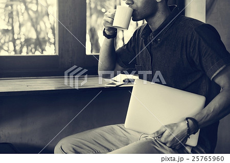 Man Working Coffee Shop Cafe Concept 25765960