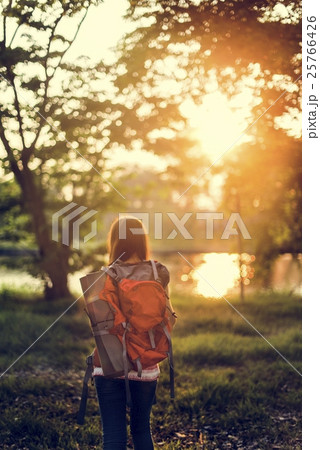 Backpacker Casual Travel Tourist Carefree Nature Concept Backpacker Casual Travel Tourist Carefree Nature Concept 25766426