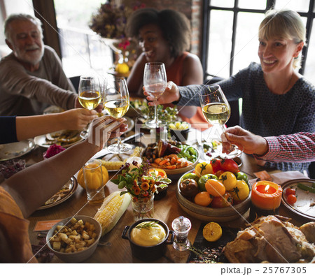 People Cheers Celebrating Thanksgiving Holiday Concept People Cheers Celebrating Thanksgiving Holiday Concept 25767305