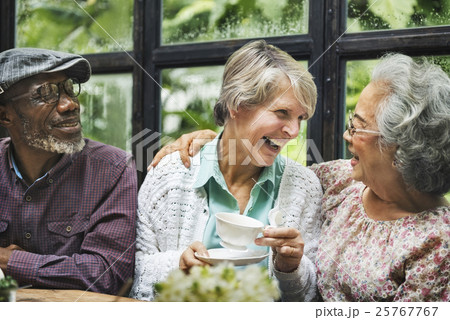 Senior Couple Afternoon Tea Drinking Relax Concept 25767767