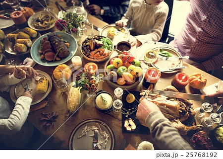 People Celebrating Thanksgiving Holiday Tradition Concept People Celebrating Thanksgiving Holiday Tradition Concept 25768192