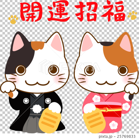晴れ着を着た招き猫 25769833