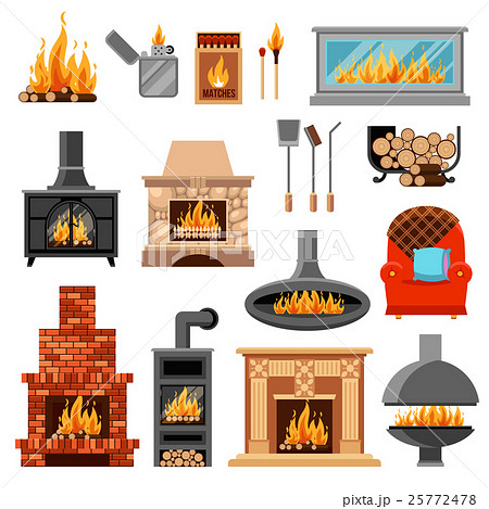 Fireplaces Icons Set 25772478