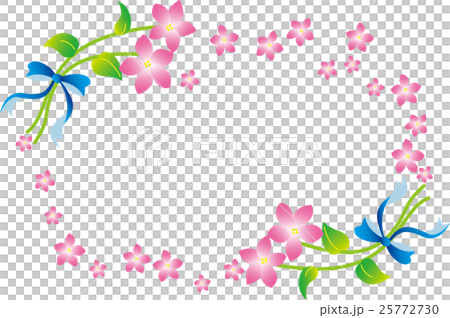 Flower and ribbon frame (pink) - Stock Illustration [25772730] - PIXTA