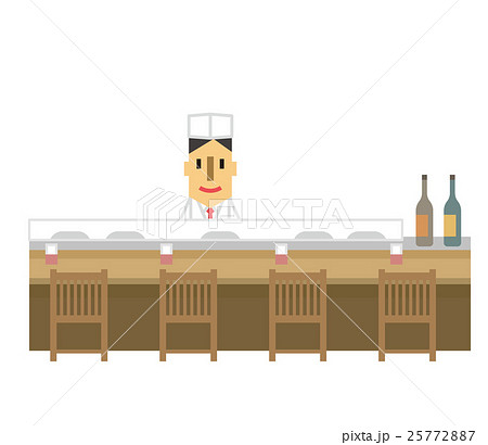 和食店 フラット人間 シリーズ のイラスト素材