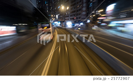 Traveling by tram in night Hong Kong 25772907