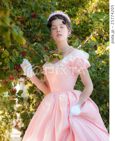 Romantic, charming in ball gown of eyes closed Romantic, charming in ball gown of eyes closed 25774205