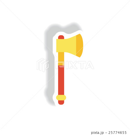 stylish icon in paper sticker style steel ax stylish icon in paper sticker style steel ax 25774655